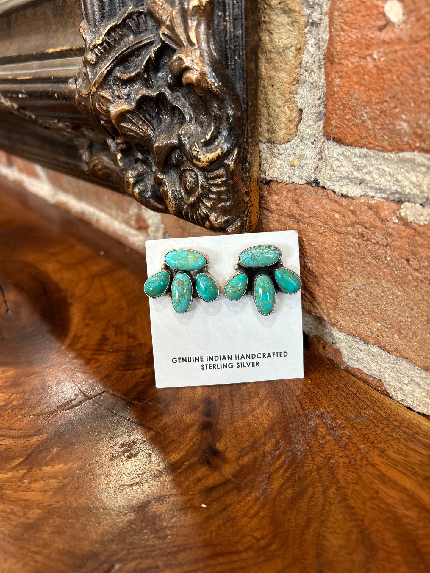 Genuine turquoise earrings cluster