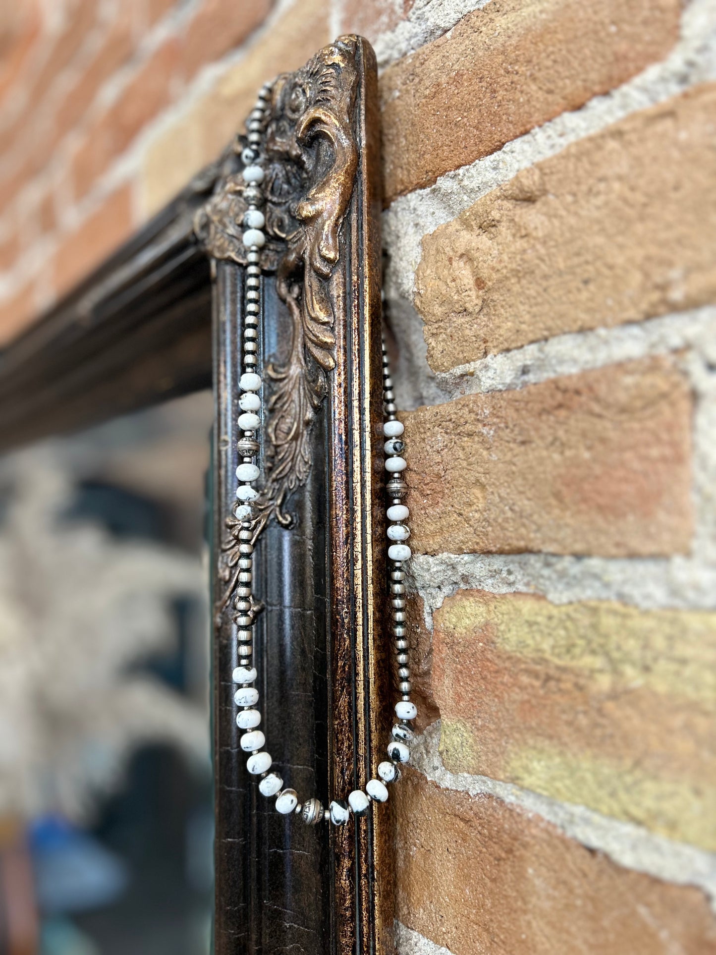 Genuine white buffalo + Navajo pearls necklace