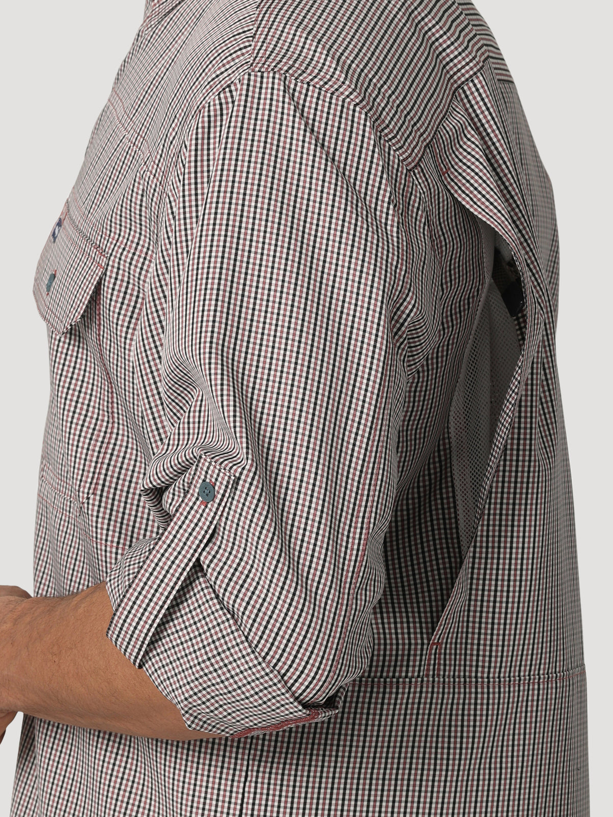 Mens Wrangler Performance Button Up- Red Check