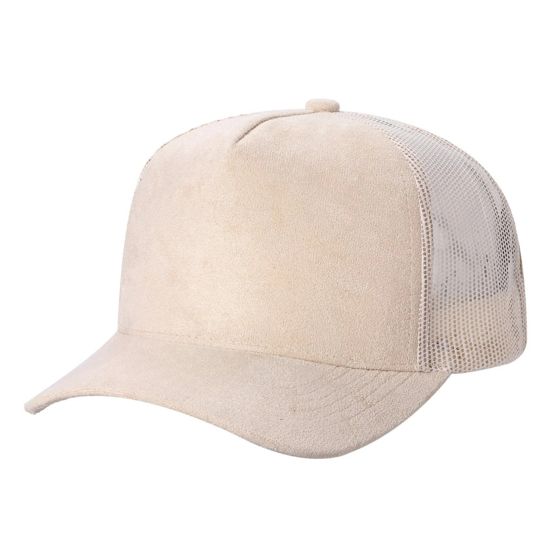 SUM-PK6>5PANEL SUEDE FRONT AND MESH BACK CAPS 6pcs/pack