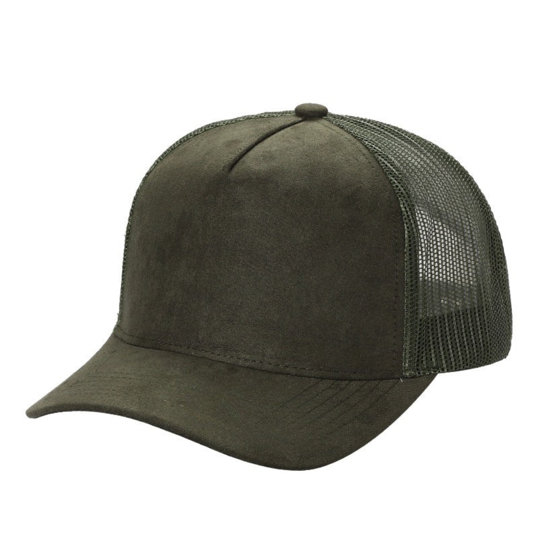 SUM-PK6>5PANEL SUEDE FRONT AND MESH BACK CAPS 6pcs/pack