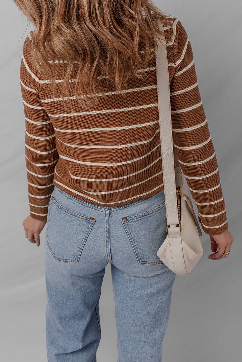 Stripe Knit Tie Front Cardigan Sweater