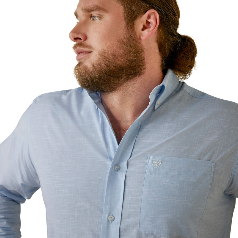 Solid Slub Classic Fit Shirt-CHAMBREY BLUE