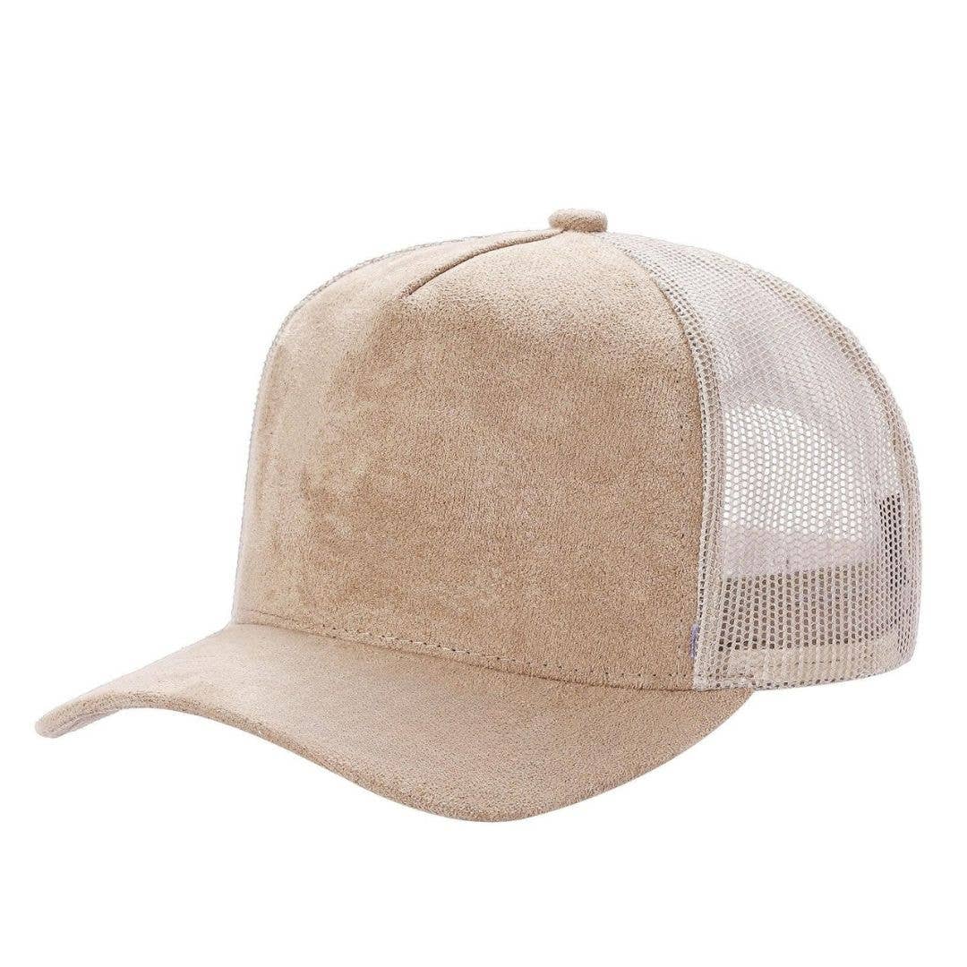SUM-PK6>5PANEL SUEDE FRONT AND MESH BACK CAPS 6pcs/pack