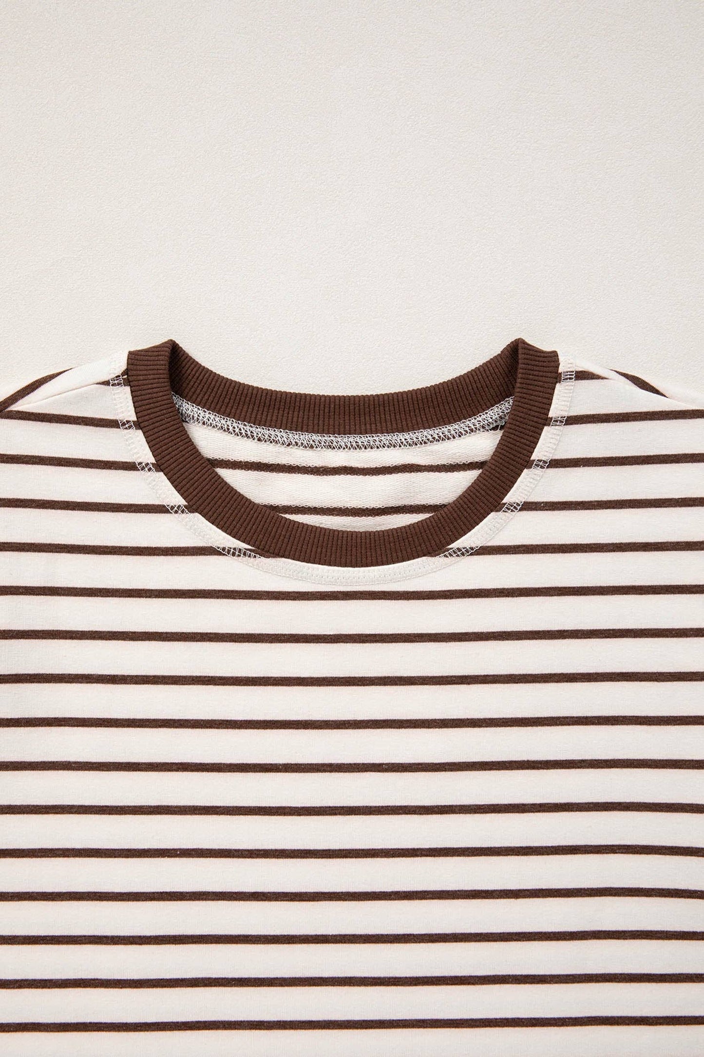 Stripe Ribbed Round Neck Trim Loose Tank Top
