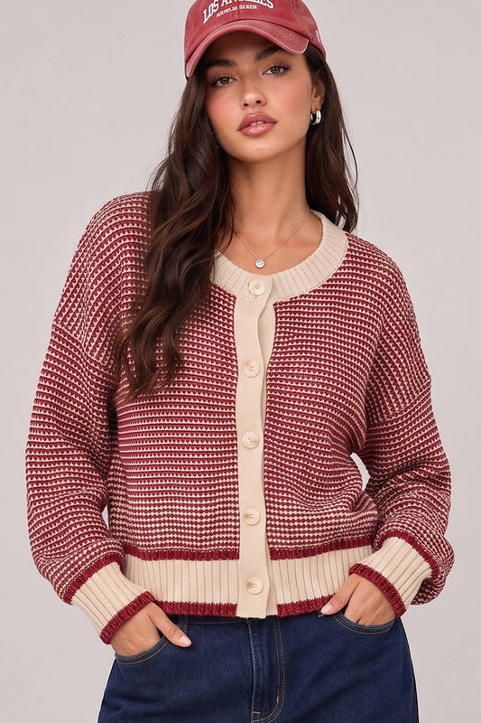 Color Pop Textured Knit Cardigan