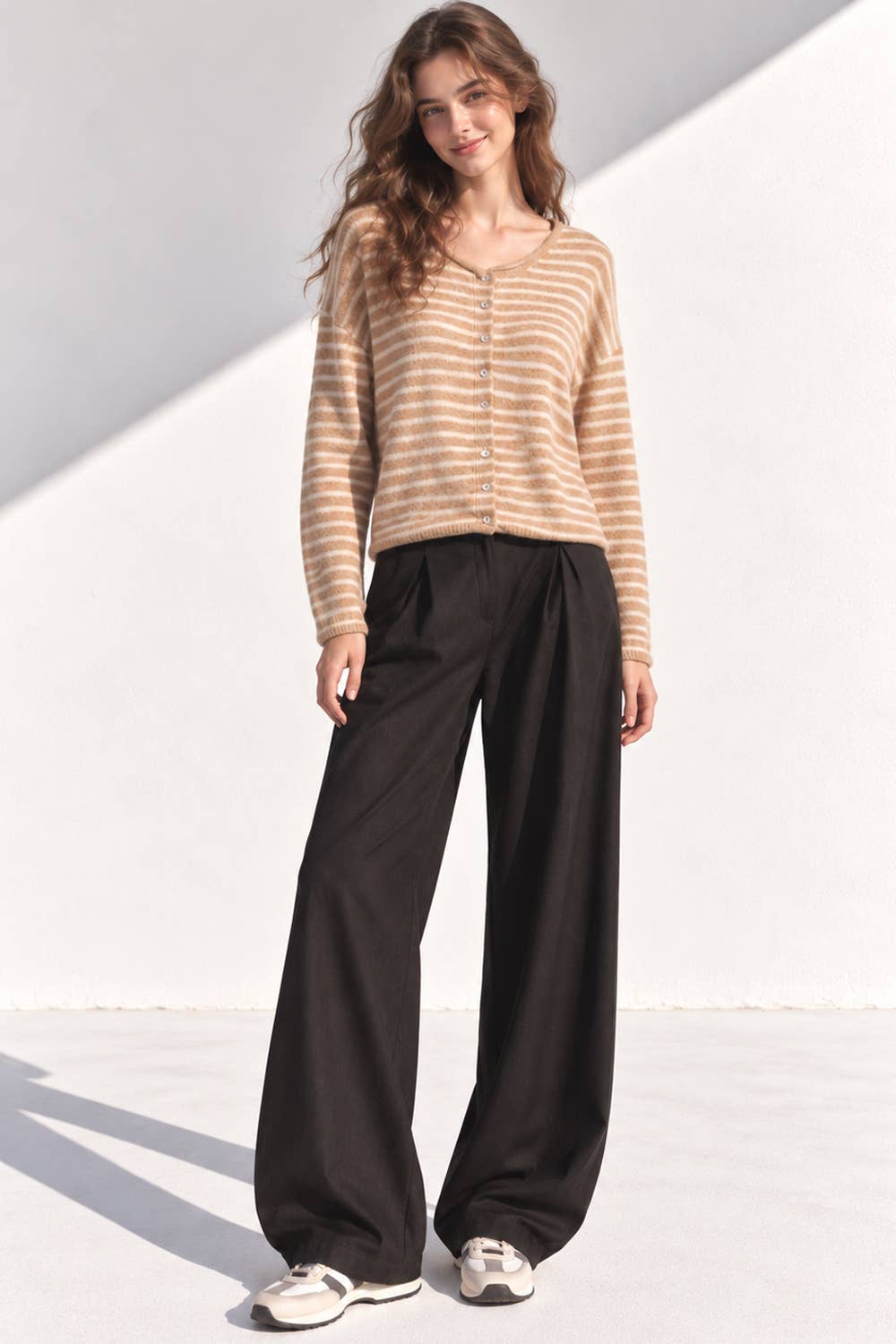 Button Down Stripe Sweater