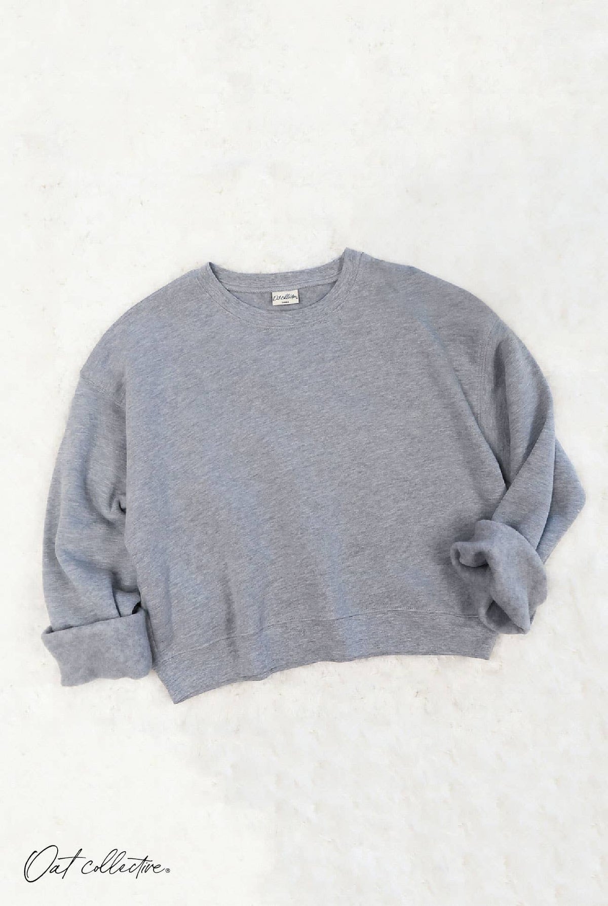 PREMIUM SOLID BASIC Cropped Graphic Sweatshirt
