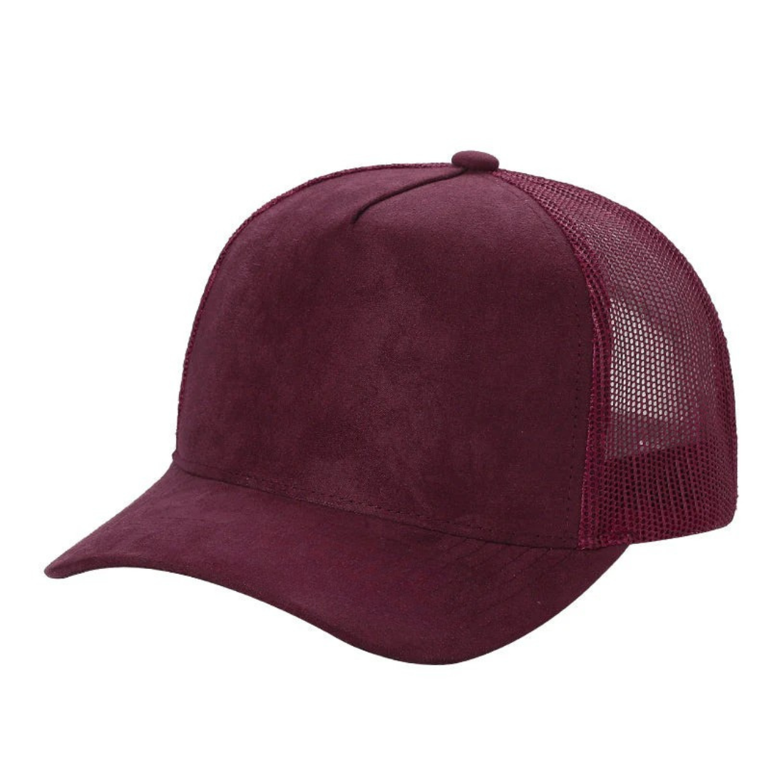 SUM-PK6>5PANEL SUEDE FRONT AND MESH BACK CAPS 6pcs/pack
