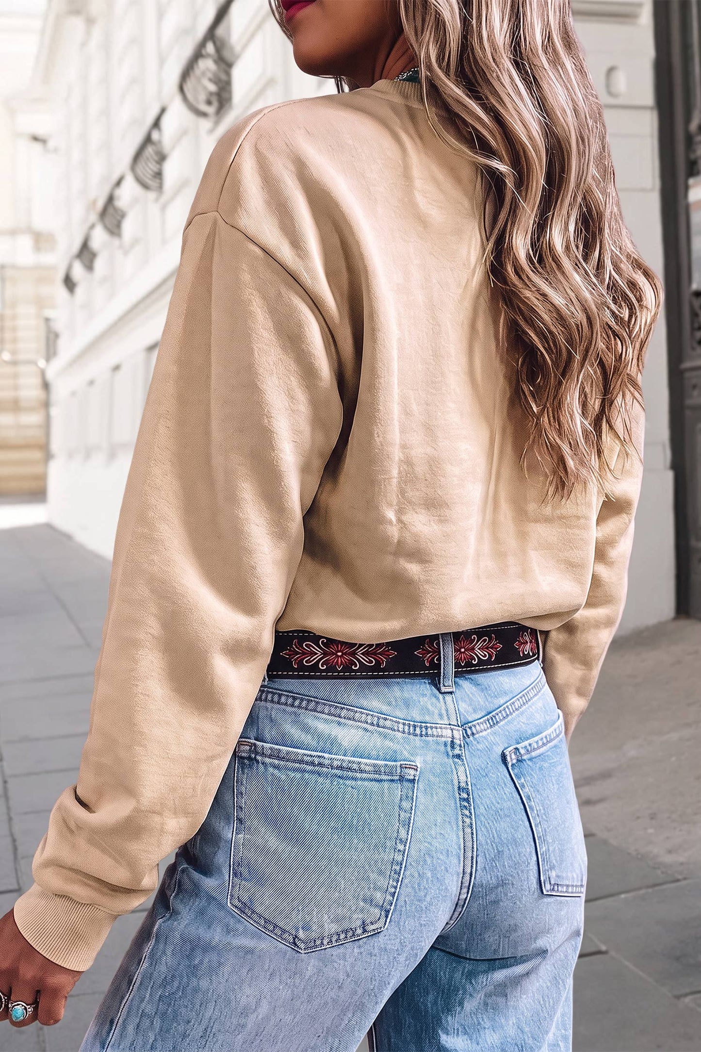 Western Embroidered Casual Pullover Sweatshirt