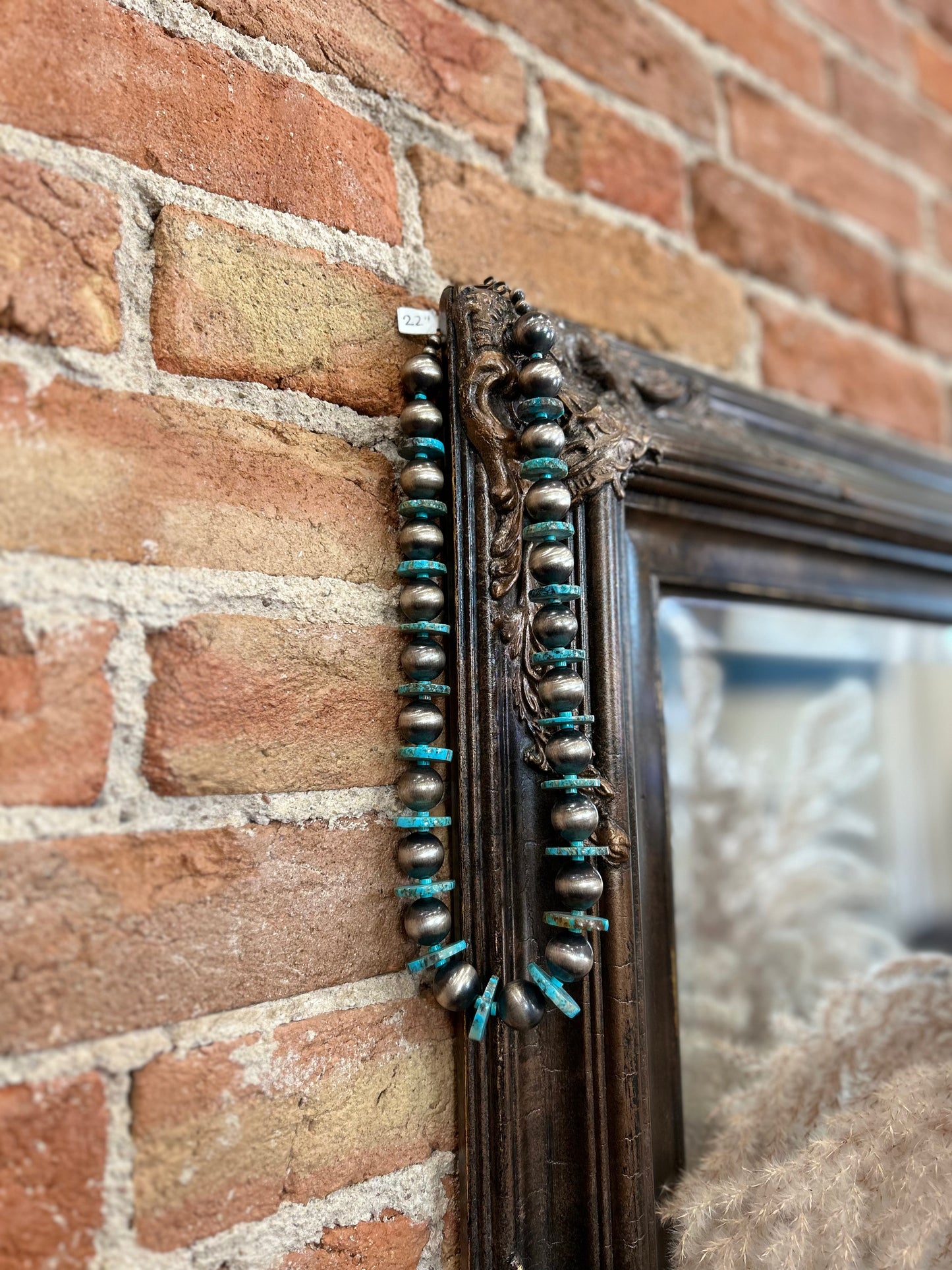 Turquoise slab + navajo pearl necklaces