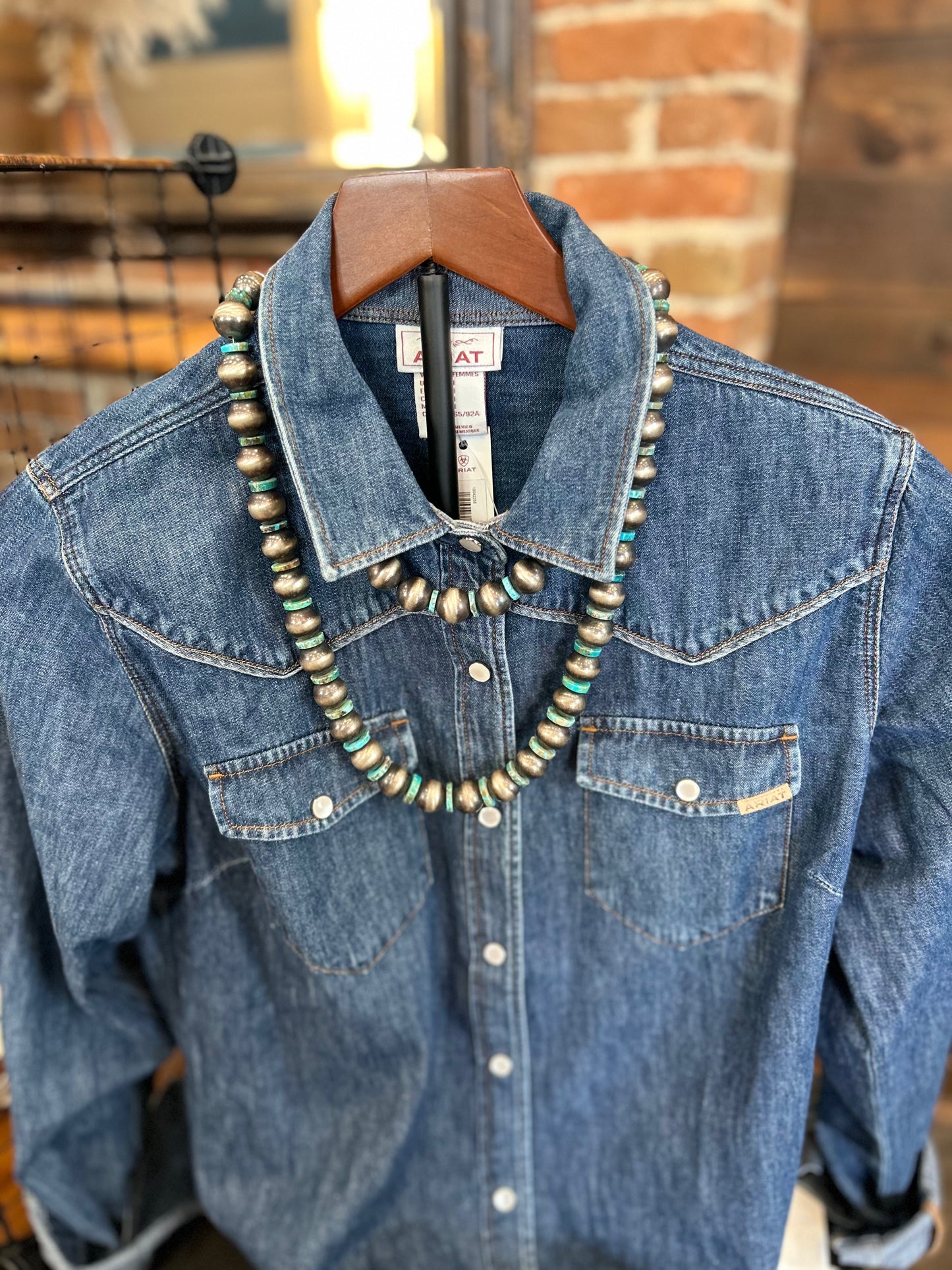 Turquoise slab + navajo pearl necklaces