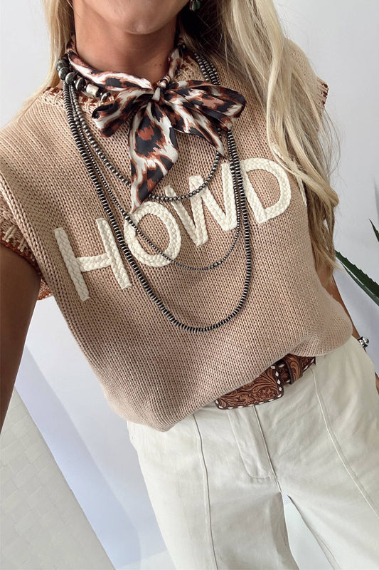 Western Colorblock Round Neck Top