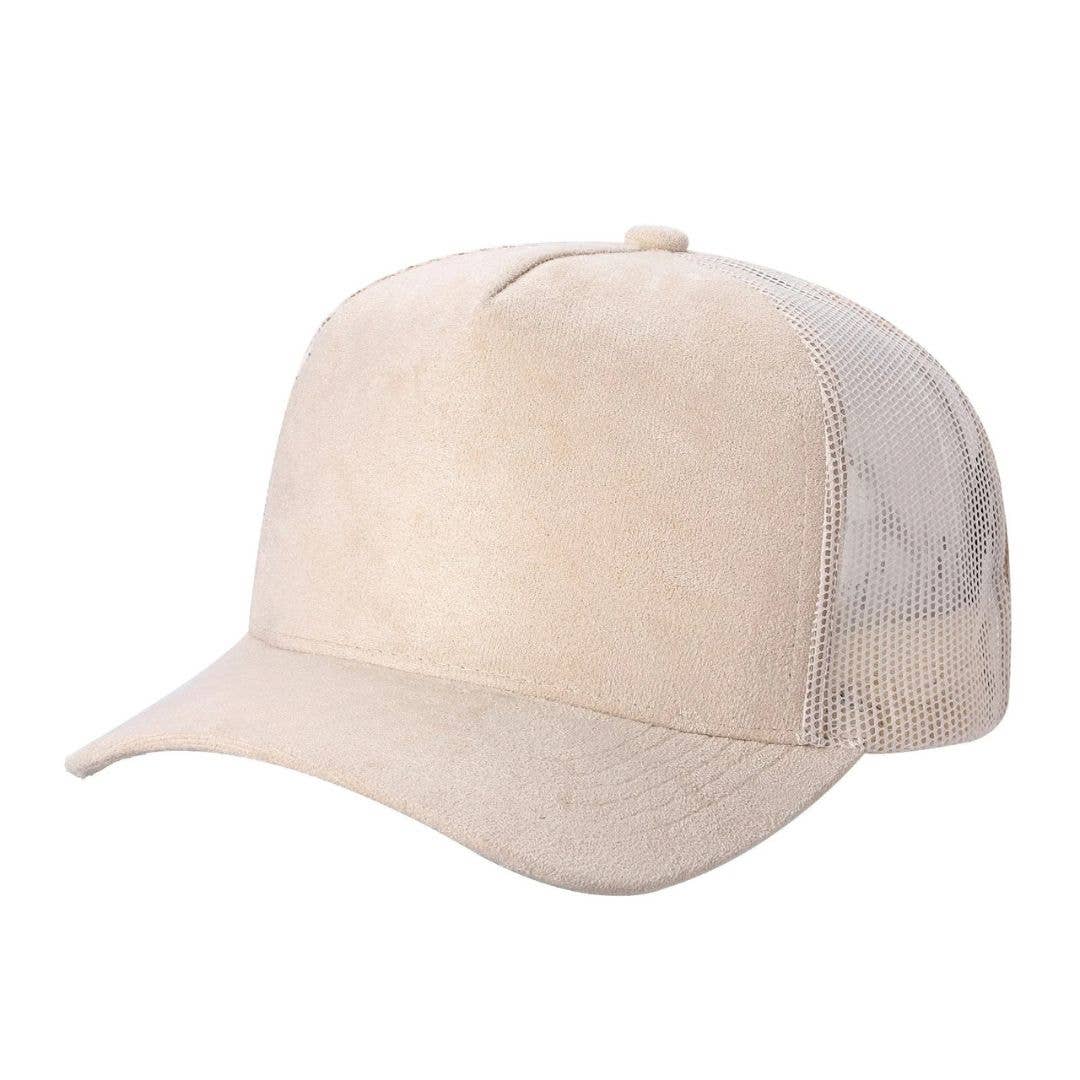 SUM-PK6>5PANEL SUEDE FRONT AND MESH BACK CAPS 6pcs/pack