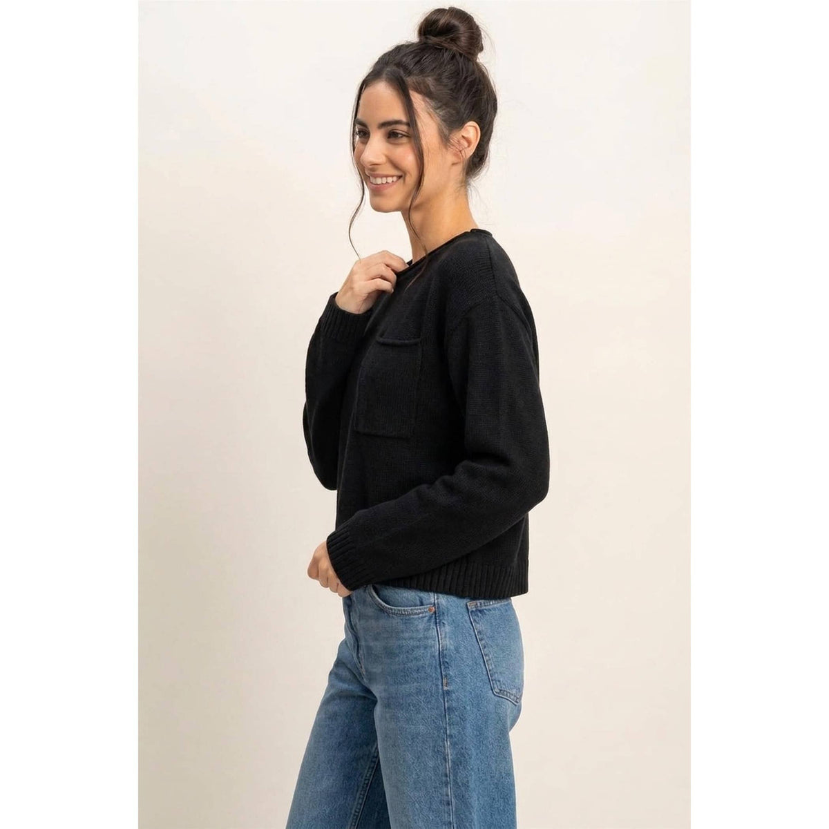 Wide Sleeve Pocket Sweater