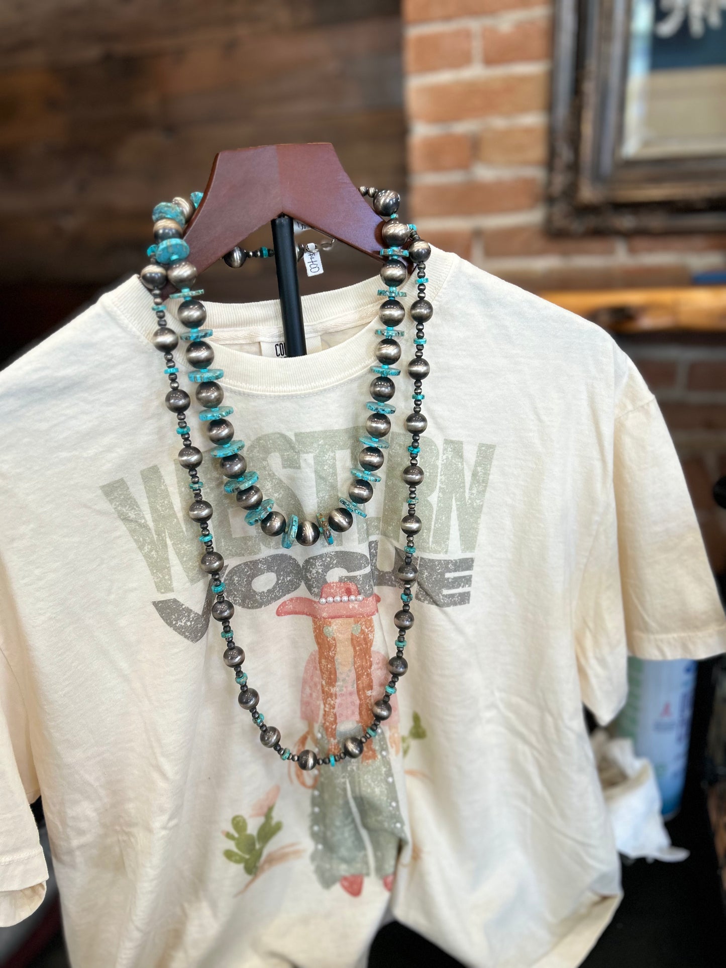 Turquoise slab + navajo pearl necklaces