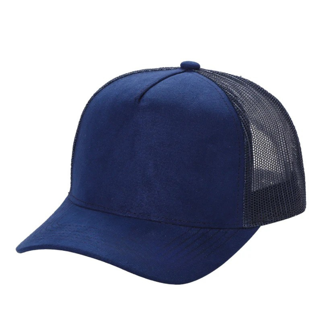SUM-PK6>5PANEL SUEDE FRONT AND MESH BACK CAPS 6pcs/pack
