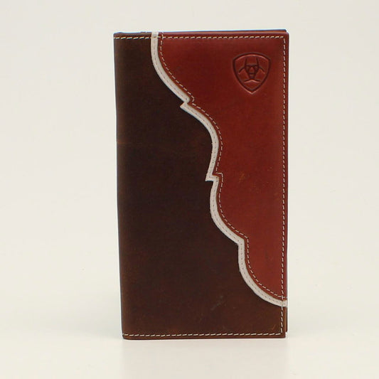 Ariat Mens Rodeo Wallet Two Tone Shield Logo Tan