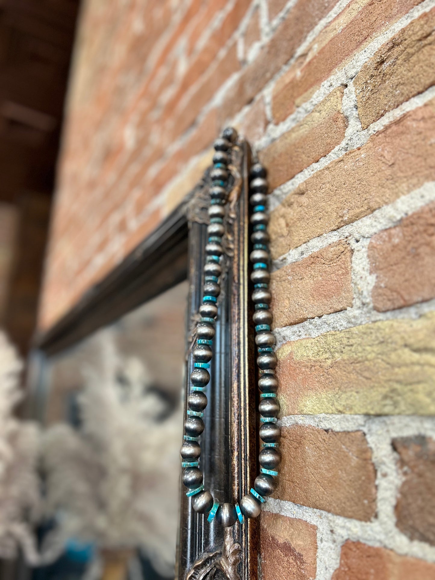 Turquoise slab + navajo pearl necklaces