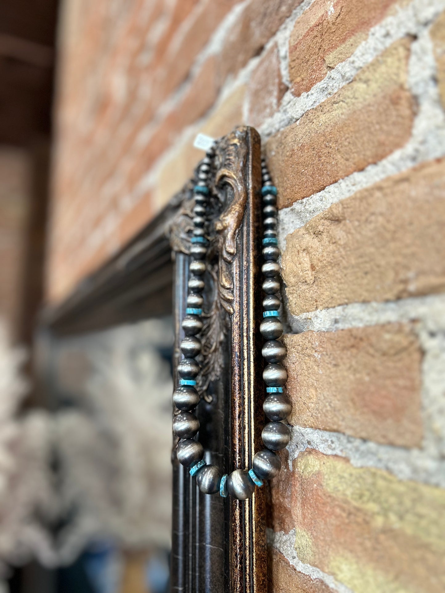 Turquoise slab + navajo pearl necklaces