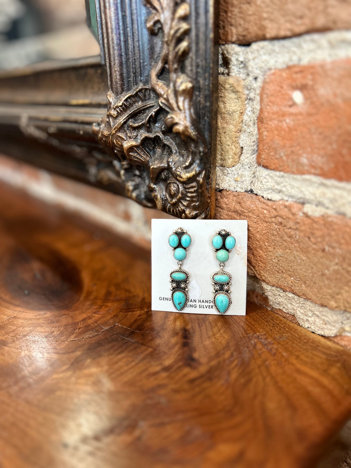 Genuine turquoise drop earrings