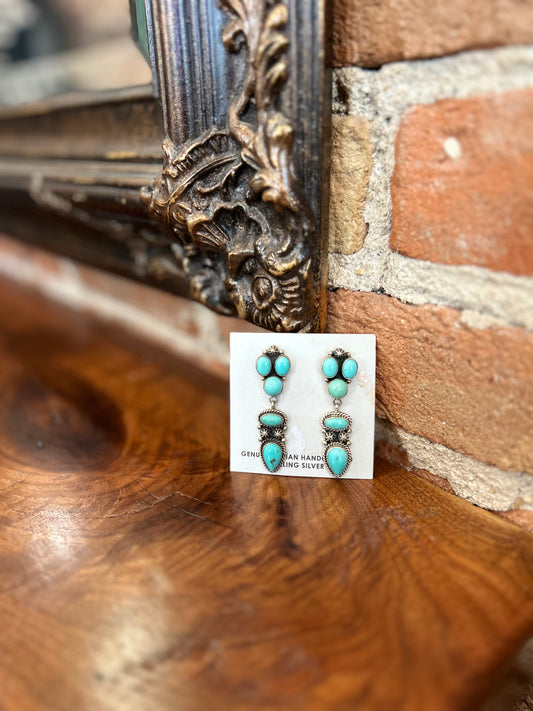 Genuine turquoise drop earrings