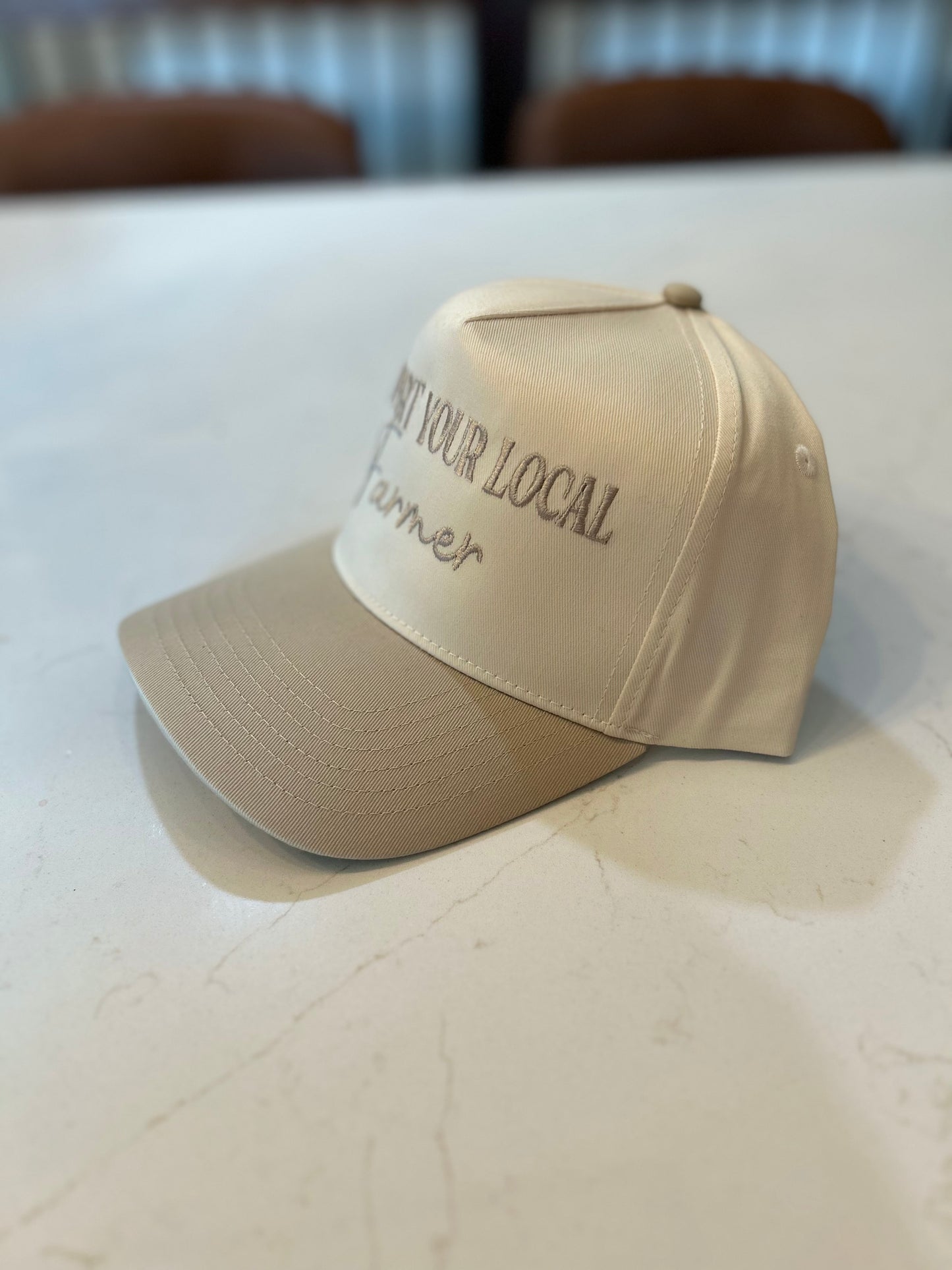 Support Your Local Farmer Embroidered Hat: Natural/Tan