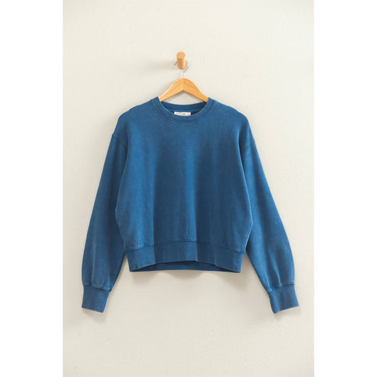 Acid Wash Crew Neck Sweatshirt