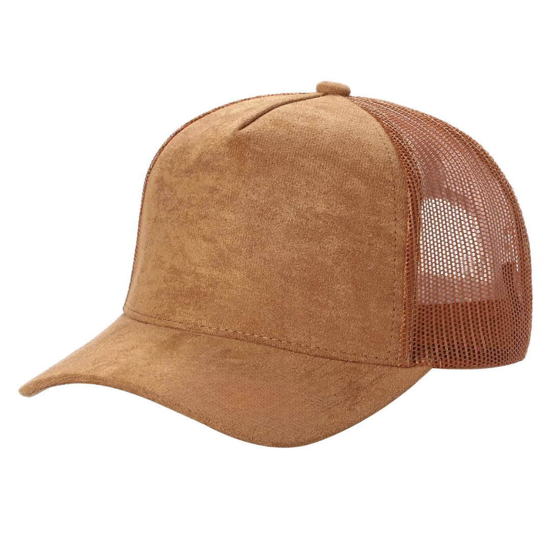 SUM-PK6>5PANEL SUEDE FRONT AND MESH BACK CAPS 6pcs/pack