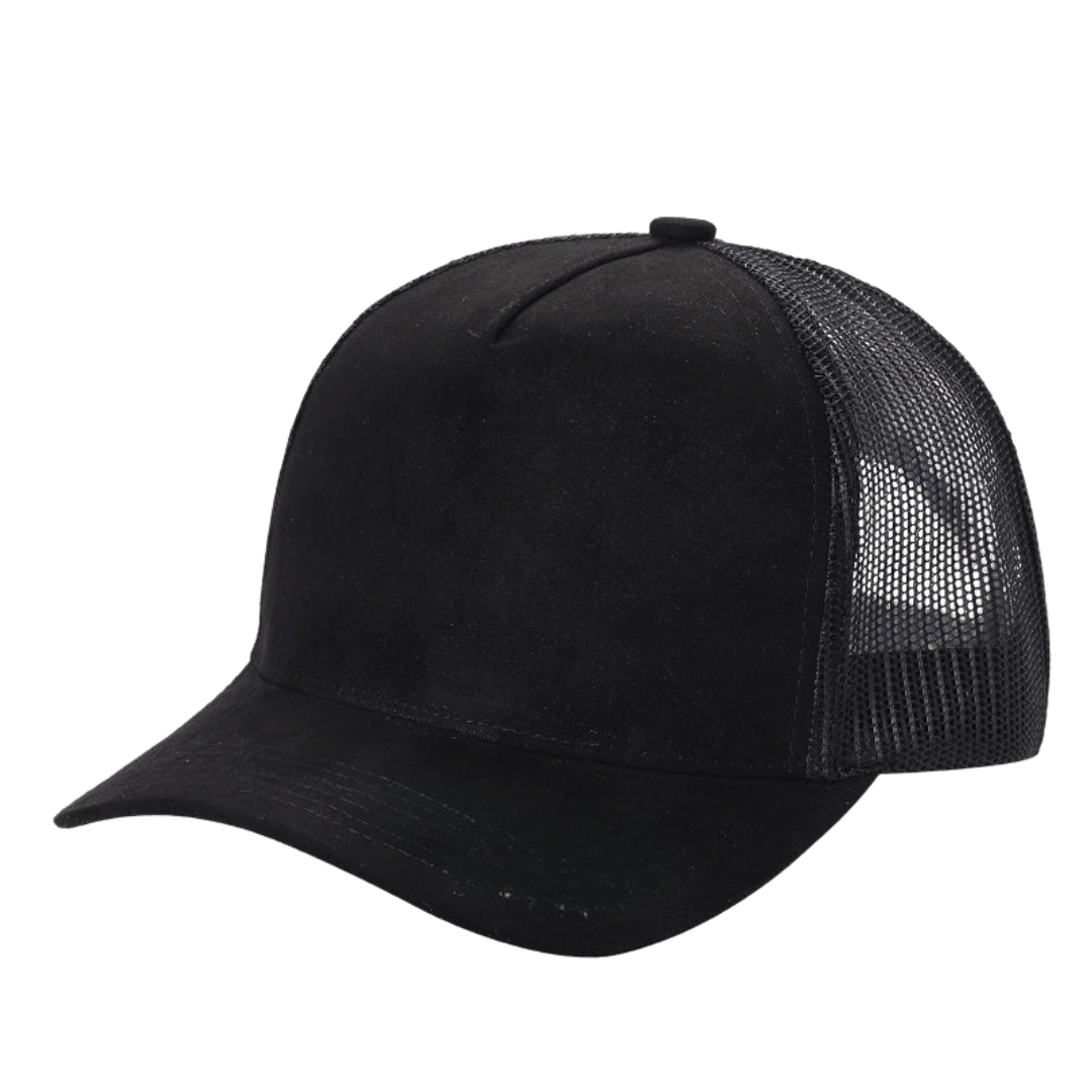 SUM-PK6>5PANEL SUEDE FRONT AND MESH BACK CAPS 6pcs/pack