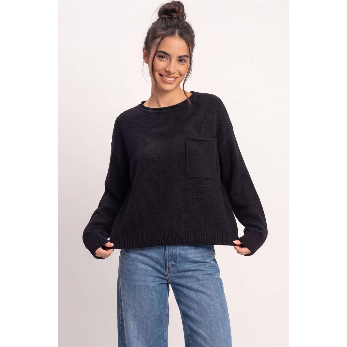Wide Sleeve Pocket Sweater