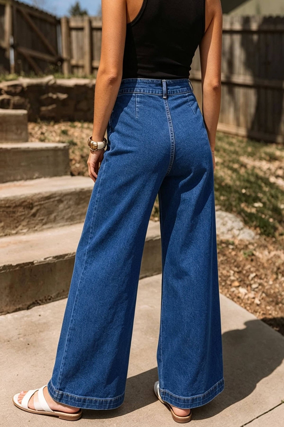 Western Hardware Decor Patched Pockets Denim Pants